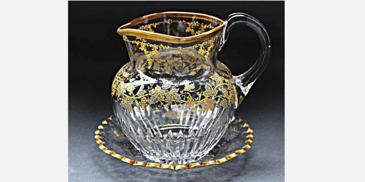 تصویر 2 از خرید پارچ بلور لب‌ طلایی + بهترین قیمت